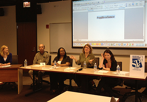 SPJ DePaul freelance panelists. (Photo/Brianna Kelly)